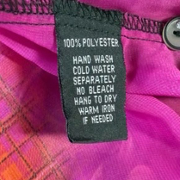 NWOT Mishca Animal Print Button Front Sheer Colorful Tunic Long Slv Top Size L - Picture 8 of 8